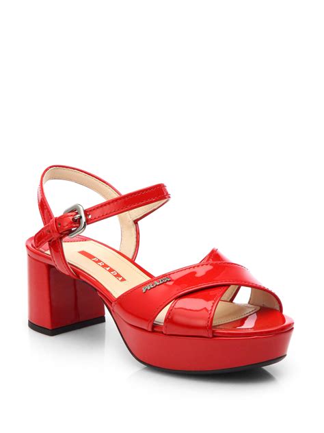 prada platform sandals red|Prada platform sandals outlet.